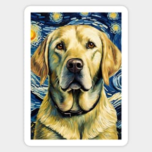 Labrador Retriever Dog Breed in a Van Gogh Starry Night Art Style Sticker